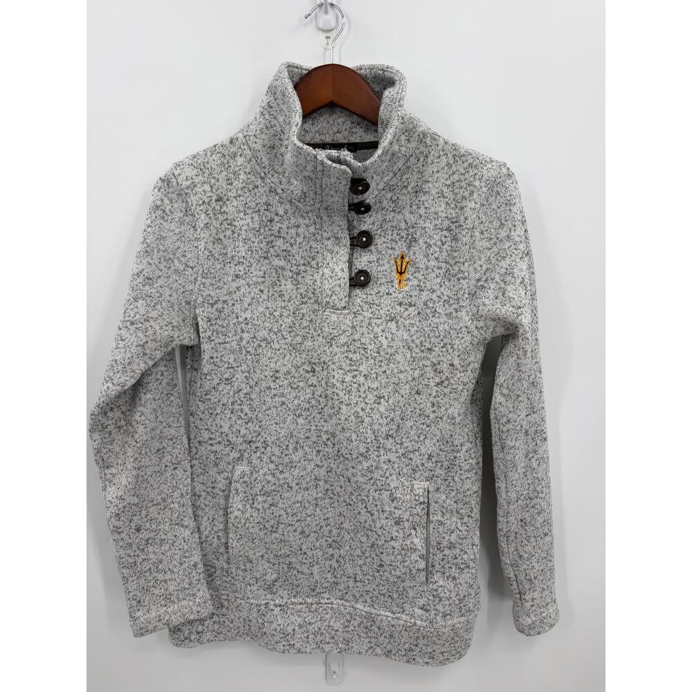 Champion Elite ASU Sun Devils Gray Marled Button Pullover Sweater Womens Small - Picture 2 of 9